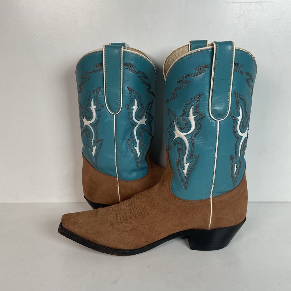 Dan Post Pee Wee Suede Cowgirl Boots 8 M Rough Out Suede - Picture 16 of 16